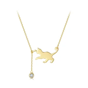 (image for) Pandora Style Golden Naughty Kitten Necklace - SCN232-B