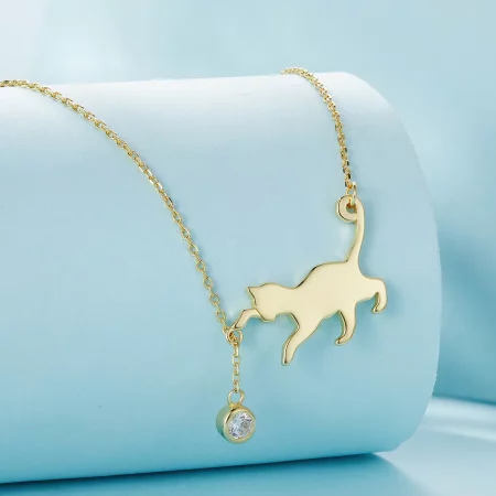 Pandora Style Golden Naughty Kitten Necklace - SCN232-B