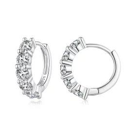 Pandora Style Half Hoop Moissanite Diamond Hoop Earrings - MSE033 Pandora Style Half Hoop Moissanite Diamond Hoop Earrings - MSE033