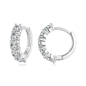 (image for) Pandora Style Half Hoop Moissanite Diamond Hoop Earrings - MSE033
