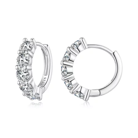 Pandora Style Half Hoop Moissanite Diamond Hoop Earrings - MSE033