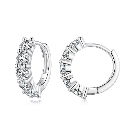 Pandora Style Half Hoop Moissanite Diamond Hoop Earrings - MSE033