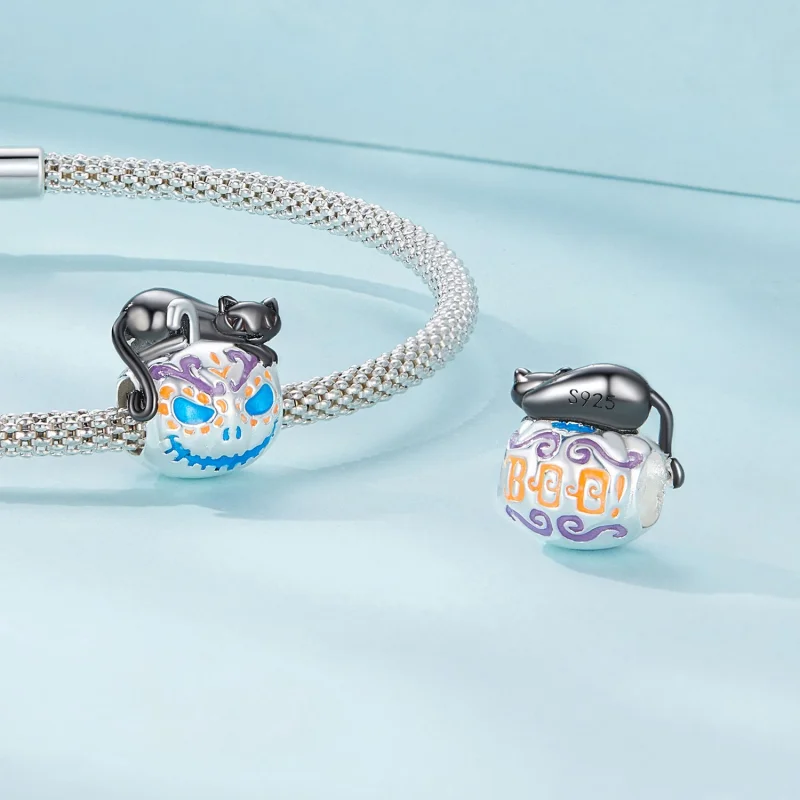 (image for) Pandora Style Halloween Jack-O-Lantern Charm - SCC2626 - View 4