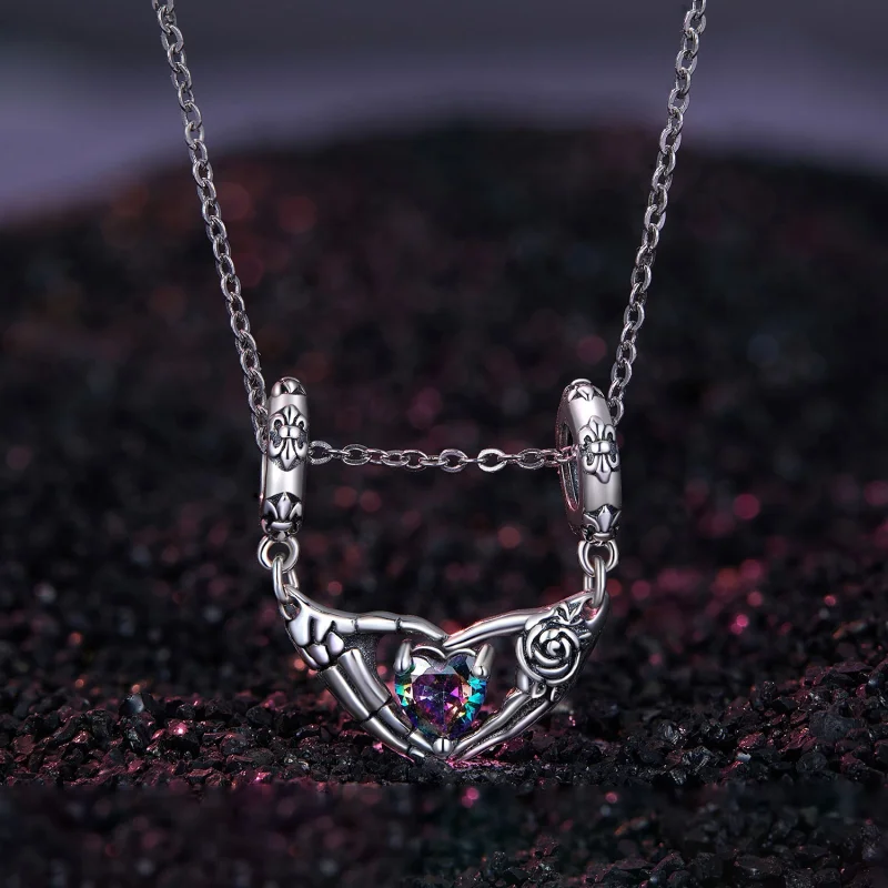 (image for) Pandora Style Halloween Skull Hands Dangle - SCC2607 - View 2