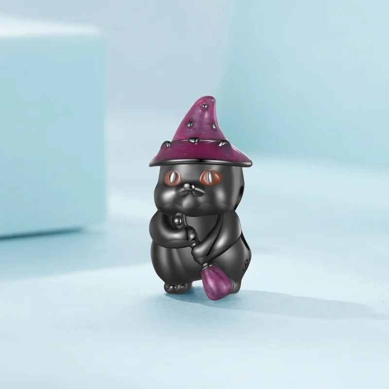 (image for) Pandora Style Halloween Witch Cat Charm - SCC2625 - View 2