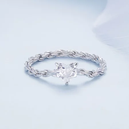 Pandora Style Heart Chain Ring - BSR410