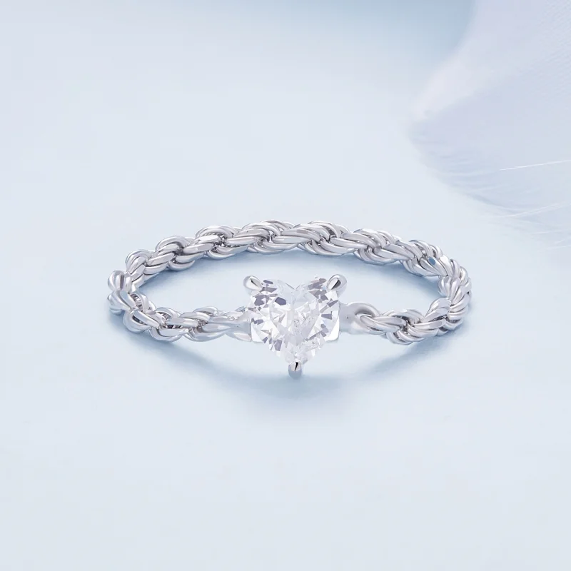 (image for) Pandora Style Heart Chain Ring - BSR410 - View 2
