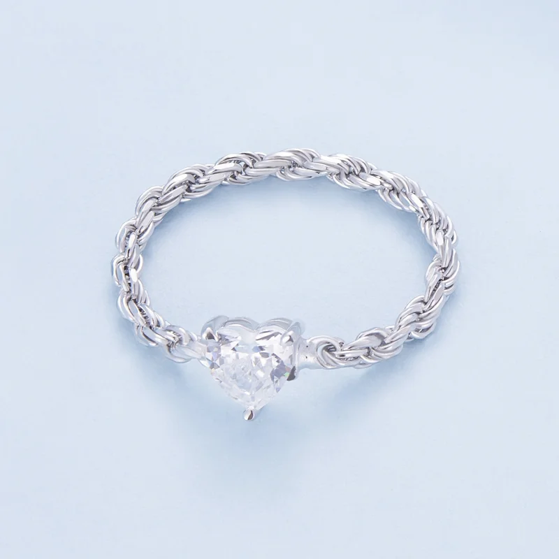 (image for) Pandora Style Heart Chain Ring - BSR410 - View 3