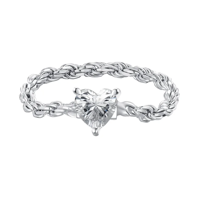 (image for) Pandora Style Heart Chain Ring - BSR410 - Product Image