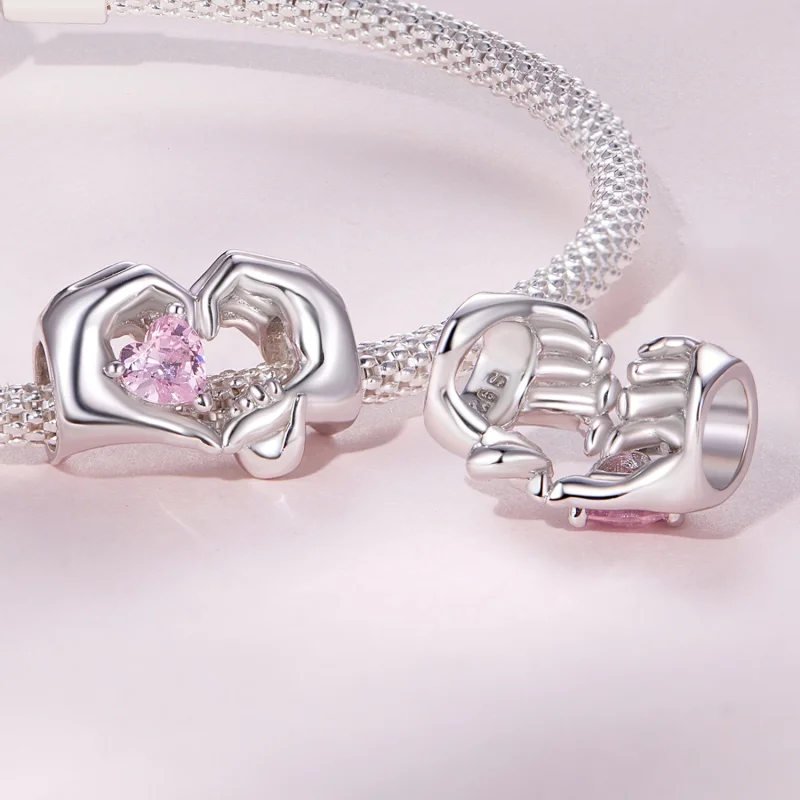 (image for) Pandora Style Heart Gesture Charm - BSC829 - View 4
