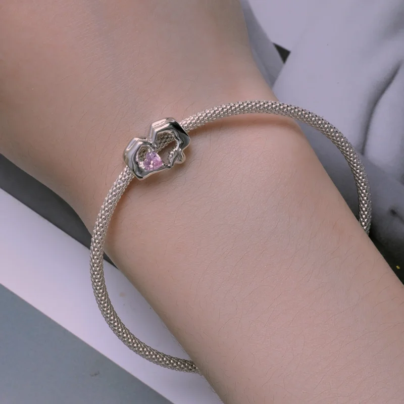 (image for) Pandora Style Heart Gesture Charm - BSC829 - View 6