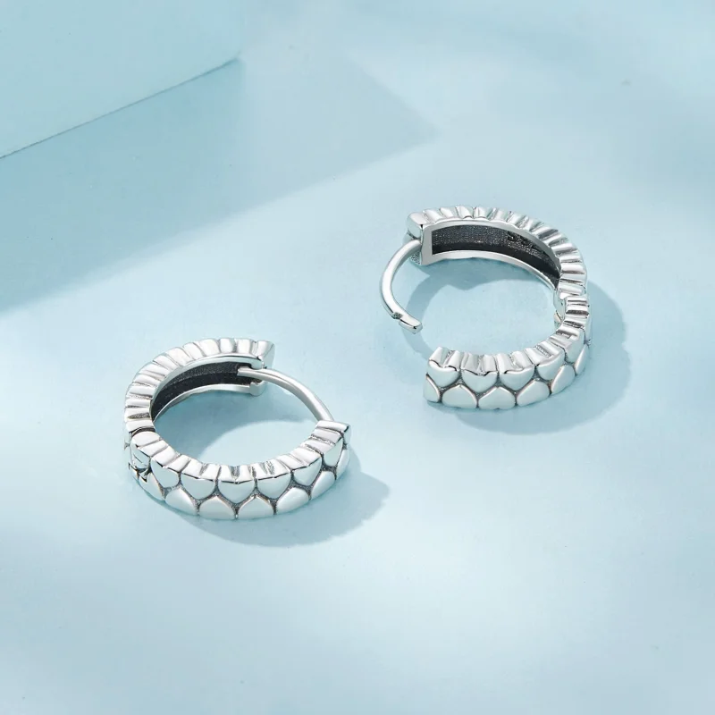 (image for) Pandora Style Heart Heart Hoop Earrings - SCE1653 - View 4