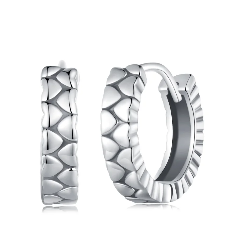 (image for) Pandora Style Heart Heart Hoop Earrings - SCE1653 - Product Image