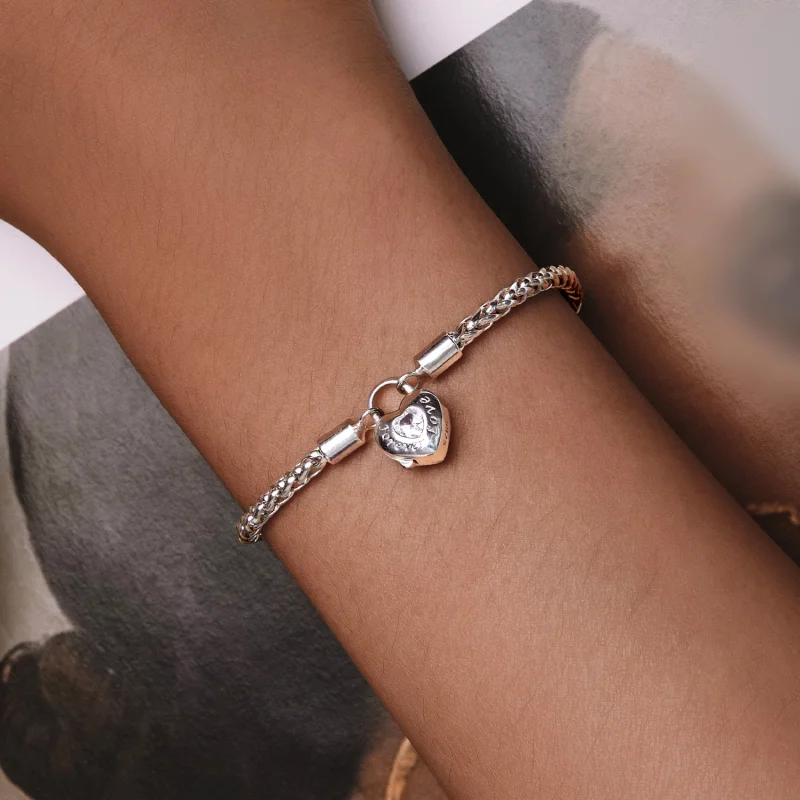 (image for) Pandora Style Heart Lock Basic Chain Bracelet - BSB147 - View 5