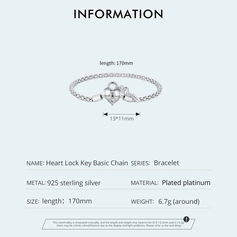 (image for) Pandora Style Heart Lock Key Chain Bracelet - SCB259 - View 4