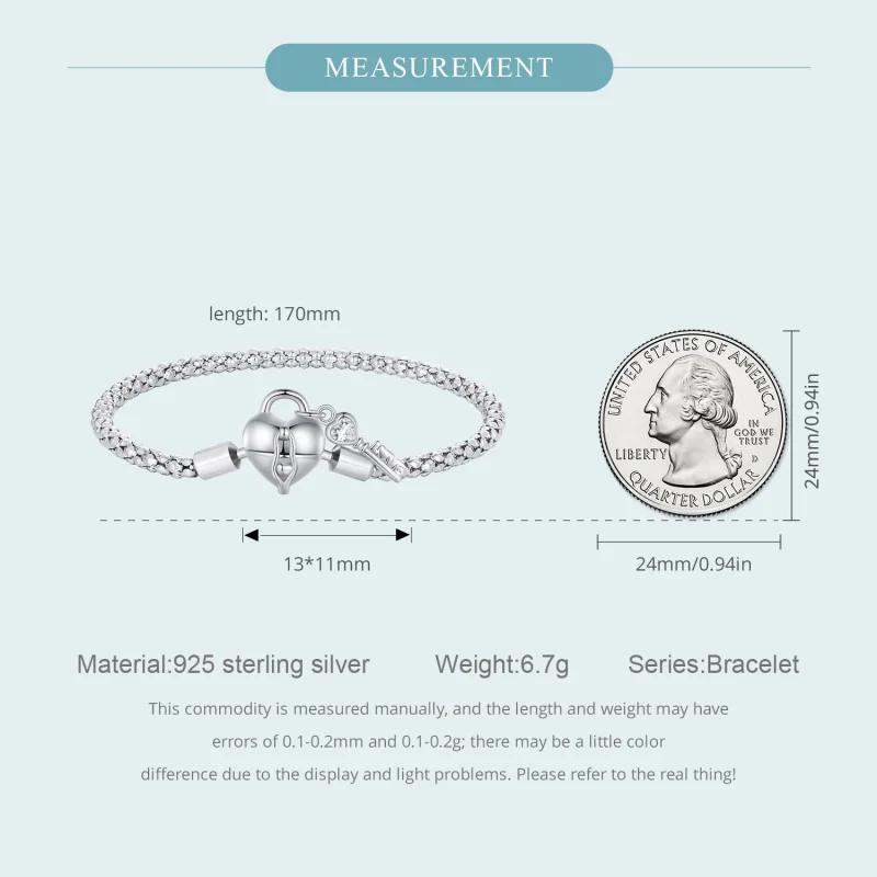 (image for) Pandora Style Heart Lock Key Chain Bracelet - SCB259 - View 5