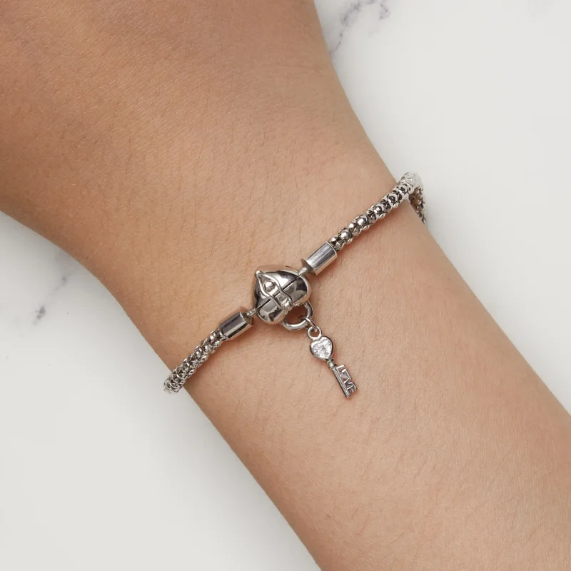 (image for) Pandora Style Heart Lock Key Chain Bracelet - SCB259 - View 7