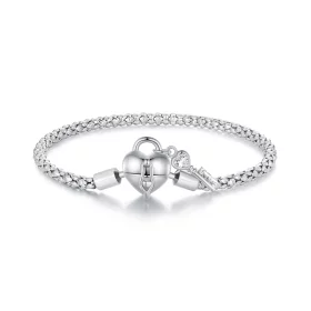 Pandora Style Heart Lock Key Chain Bracelet - SCB259