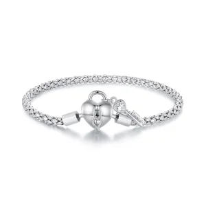 (image for) Pandora Style Heart Lock Key Chain Bracelet - SCB259