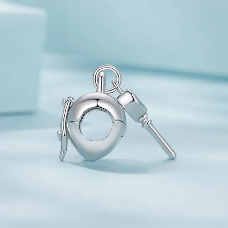 (image for) Pandora Style Heart Lock Key Charm - SCC2580 - View 3