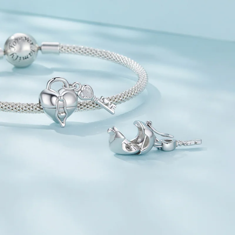 (image for) Pandora Style Heart Lock Key Charm - SCC2580 - View 4