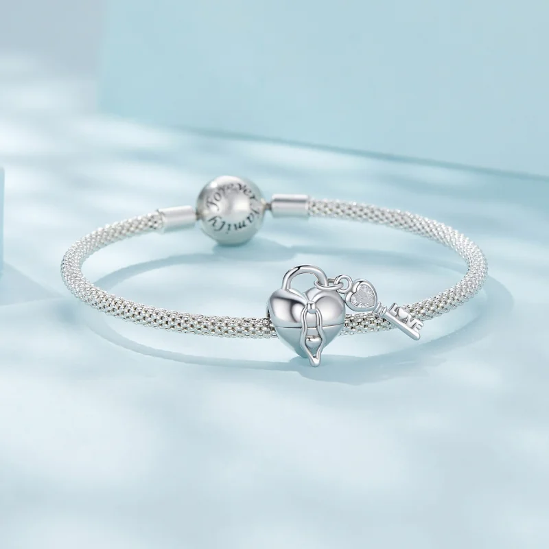 (image for) Pandora Style Heart Lock Key Charm - SCC2580 - View 5