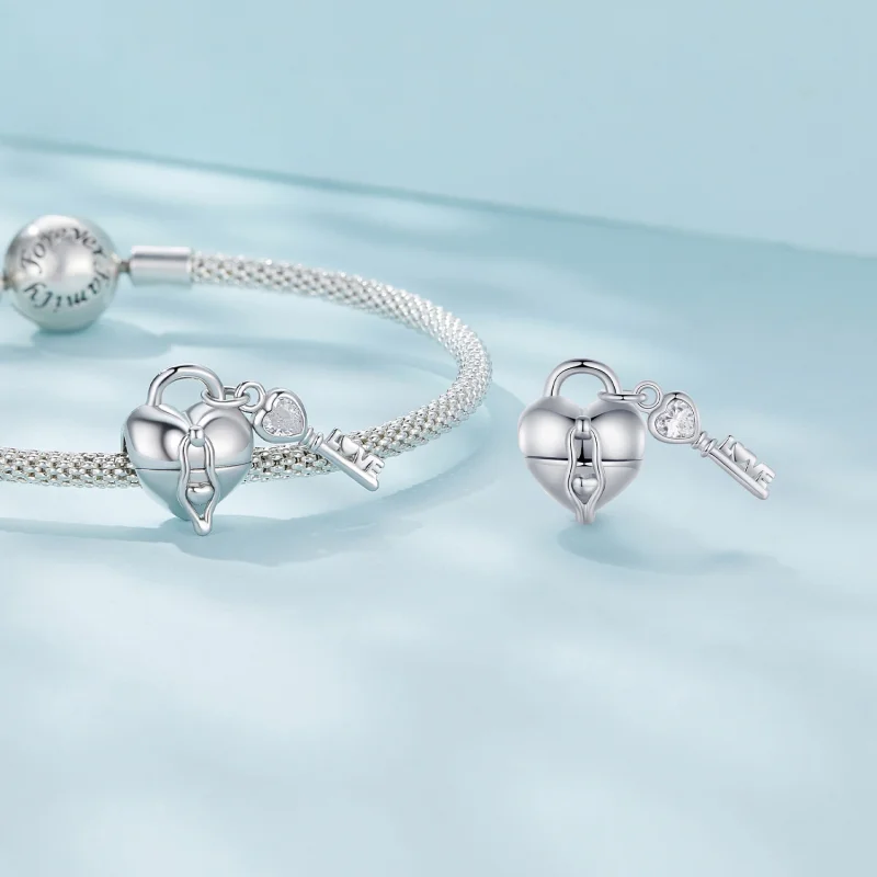 (image for) Pandora Style Heart Lock Key Charm - SCC2580 - View 6