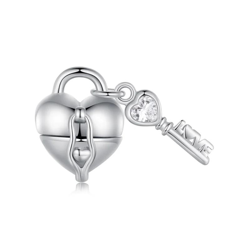 (image for) Pandora Style Heart Lock Key Charm - SCC2580 - Product Image