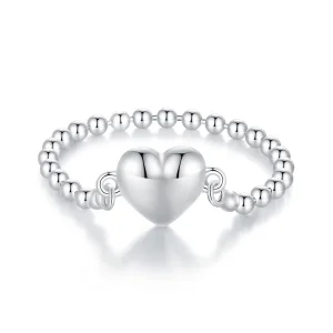 (image for) Pandora Style Heart Shape Chain Ring - BSR488