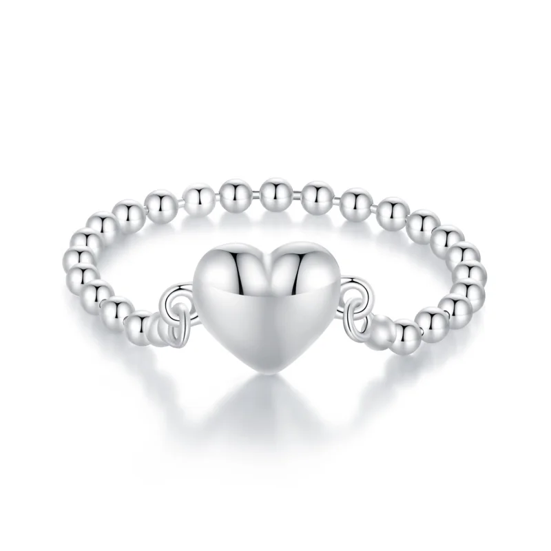 (image for) Pandora Style Heart Shape Chain Ring - BSR488 - Product Image