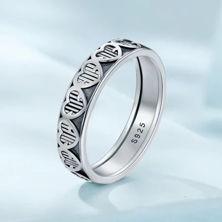 Pandora Style Heart Shape Embossed Ring - SCR964