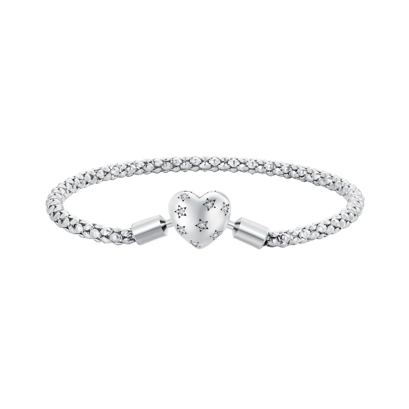 (image for) Pandora Style Heart Shaped Basic Chain Bracelet - BSB135 - Product Image