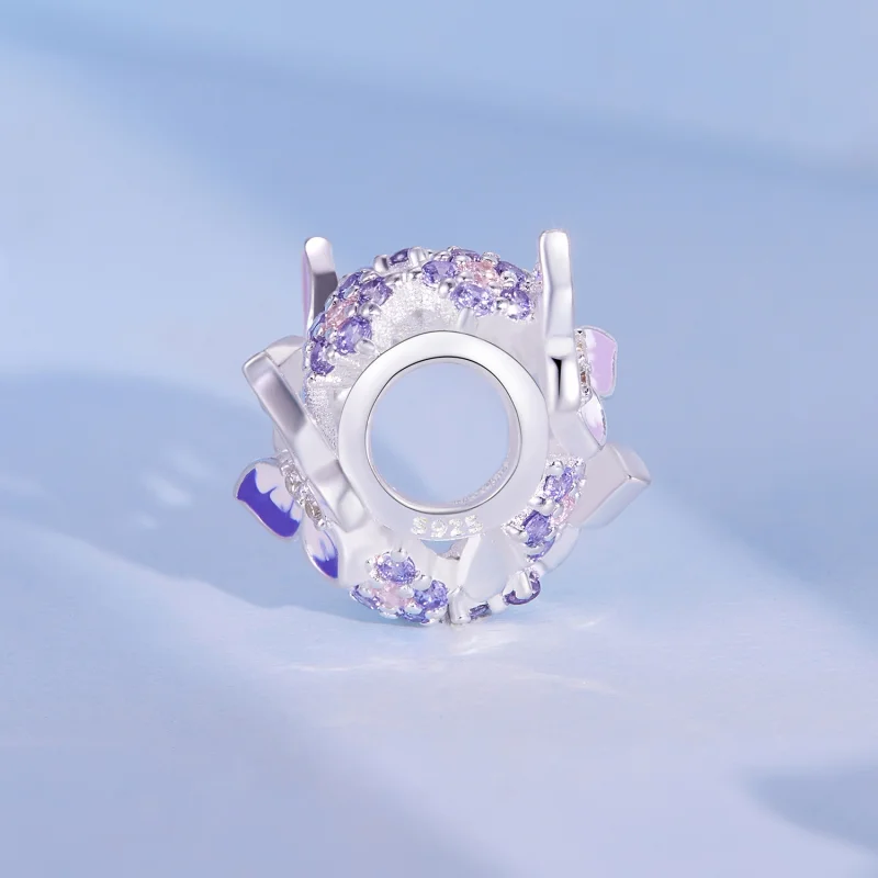 (image for) Pandora Style Heart Shaped Butterfly Charm - SCC2464 - View 3