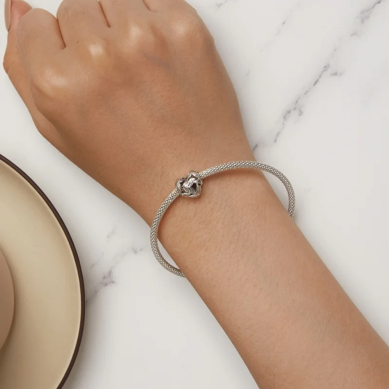 (image for) Pandora Style Heart Shaped Butterfly Charm - SCC2576 - View 6