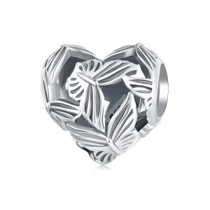 (image for) Pandora Style Heart Shaped Butterfly Charm - SCC2576