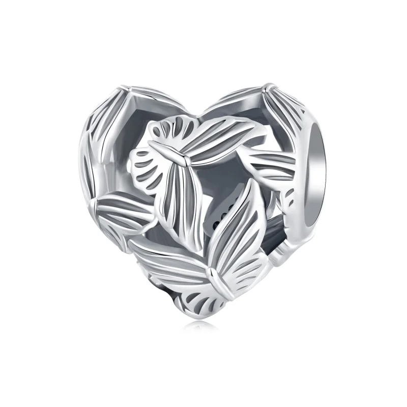 (image for) Pandora Style Heart Shaped Butterfly Charm - SCC2576 - Product Image