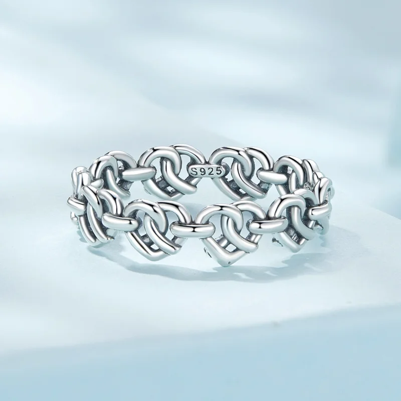 (image for) Pandora Style Heart Shaped Chain Ring - SCR963 - View 3
