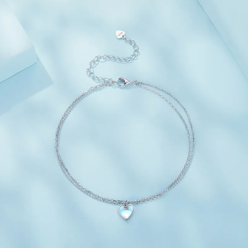 (image for) Pandora Style Heart Shaped Double Layer Anklet - SCT024 - View 3