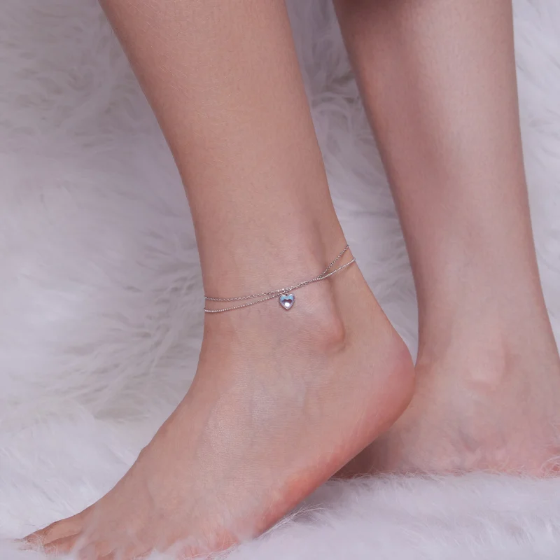 (image for) Pandora Style Heart Shaped Double Layer Anklet - SCT024 - View 4