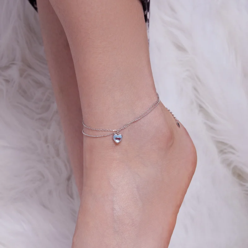 (image for) Pandora Style Heart Shaped Double Layer Anklet - SCT024 - View 5