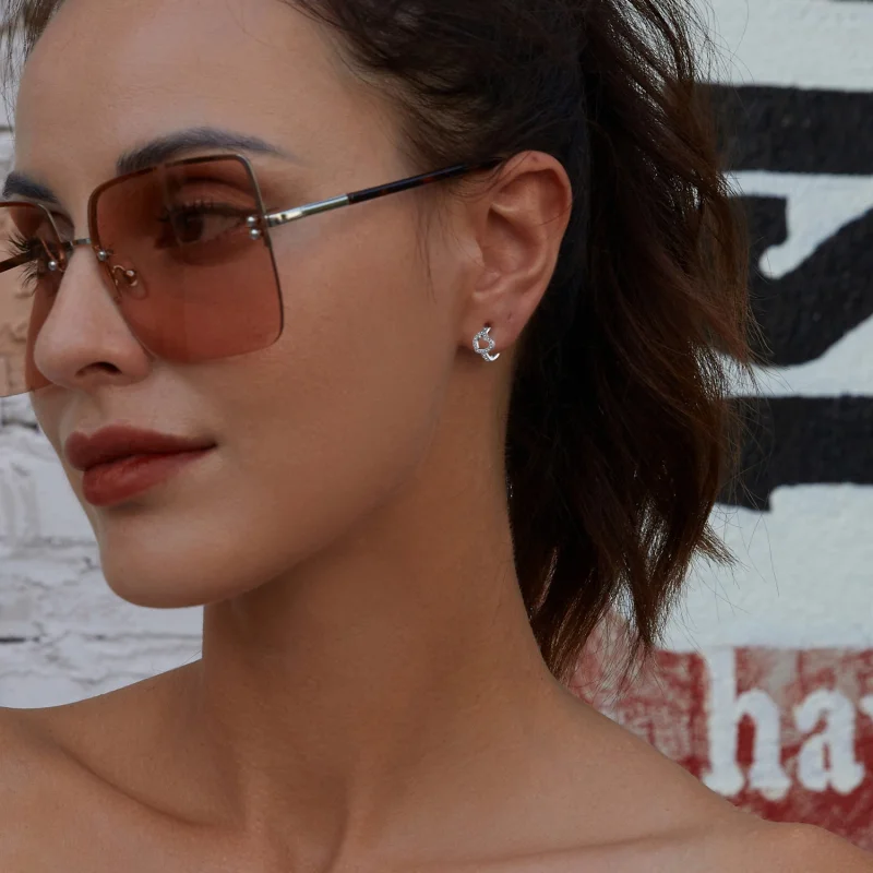 (image for) Pandora Style Heart-Shaped Hoop Earrings - BSE879 - View 8