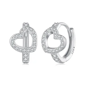 (image for) Pandora Style Heart-Shaped Hoop Earrings - BSE879
