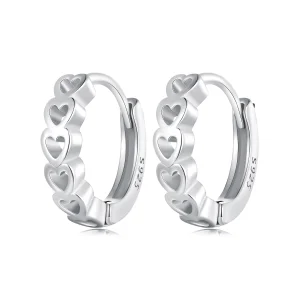 (image for) Pandora Style Heart-Shaped Hoop Earrings - BSE880