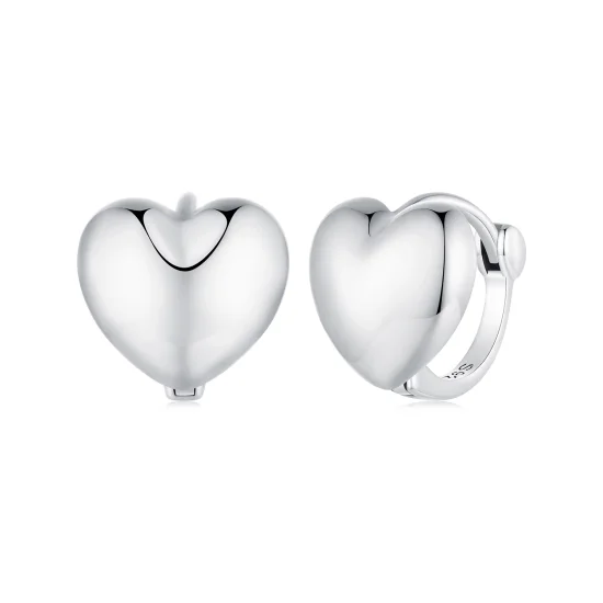 (image for) Pandora Style Heart-Shaped Hoop Earrings - BSE905