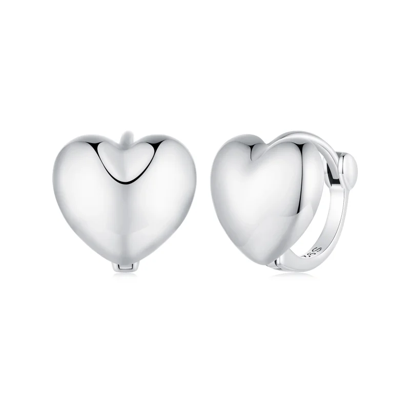 (image for) Pandora Style Heart-Shaped Hoop Earrings - BSE905 - Product Image