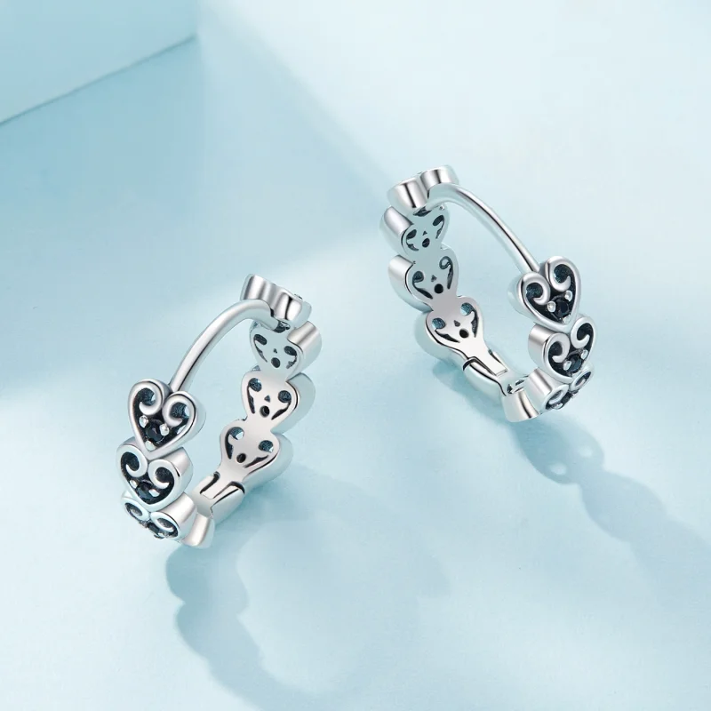 (image for) Pandora Style Heart-Shaped Hoop Earrings - SCE1613 - View 3