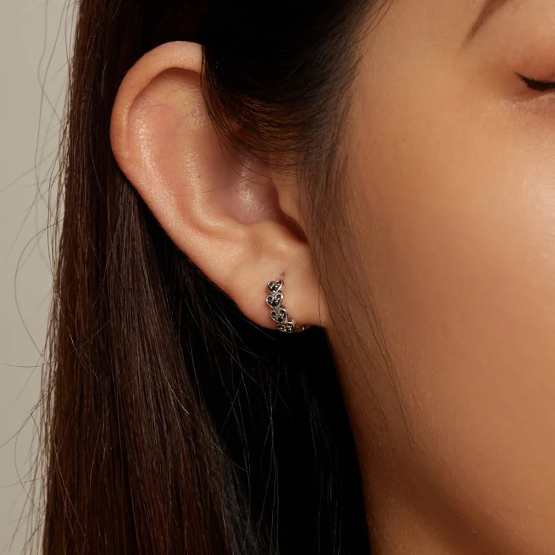 (image for) Pandora Style Heart-Shaped Hoop Earrings - SCE1613 - View 7