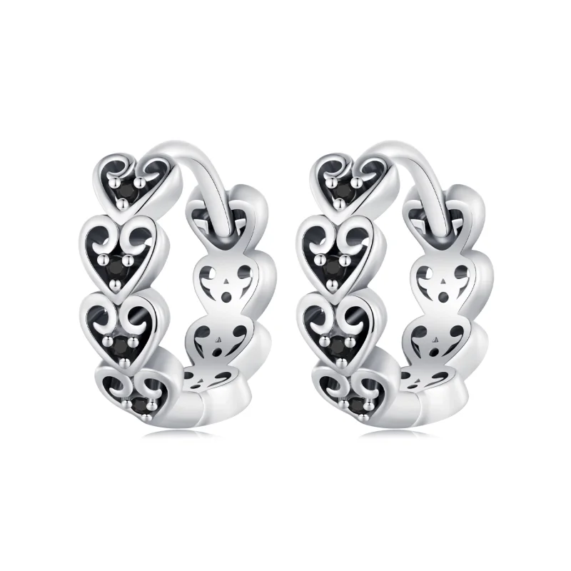 (image for) Pandora Style Heart-Shaped Hoop Earrings - SCE1613 - Product Image