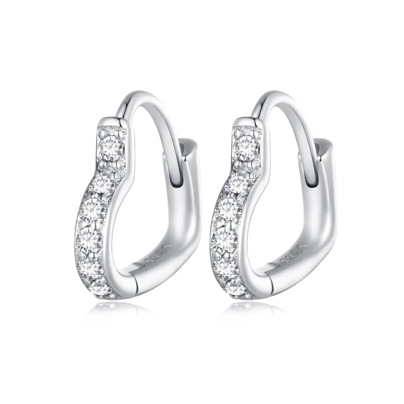 (image for) Pandora Style Heart-Shaped Hoop Earrings - SCE1626 - Product Image