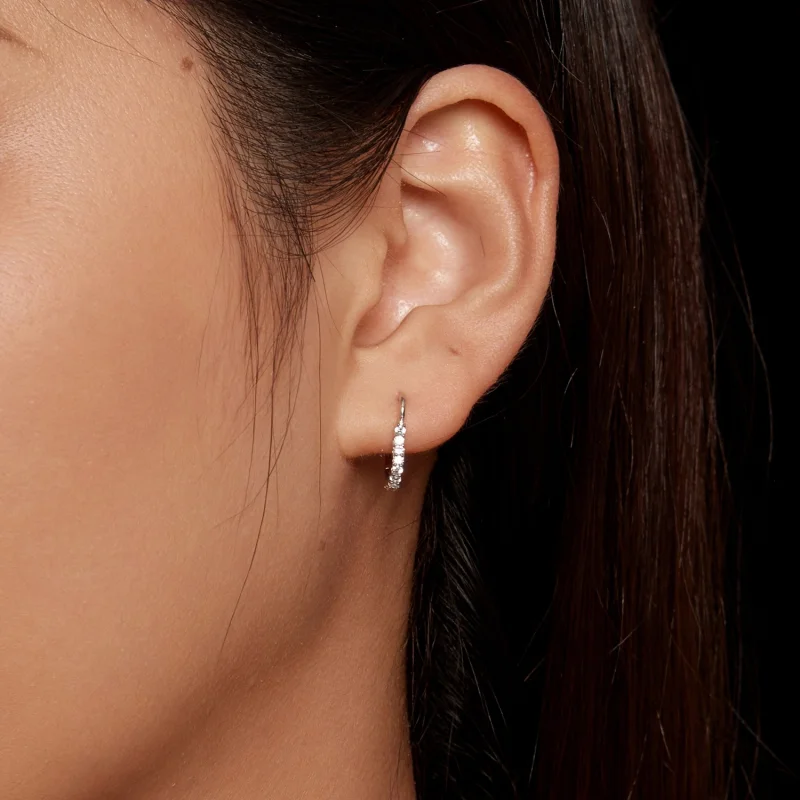 (image for) Pandora Style Heart-Shaped Moissanite Hoop Earrings(One Certificate) - MSE035 - View 5